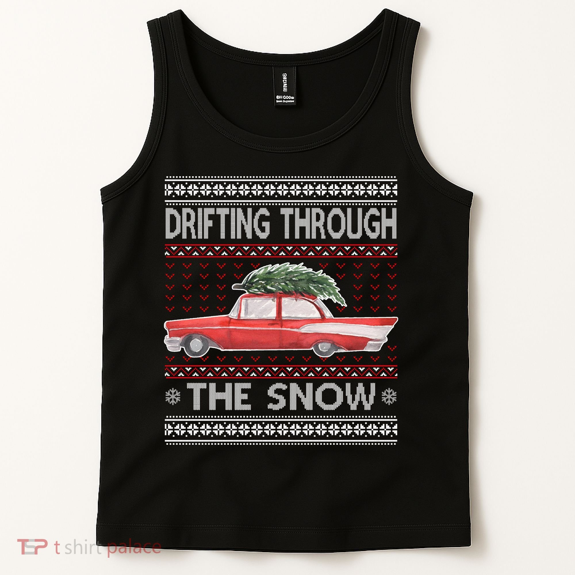 Drifting Through The Snow Ugly Christmas Sweater Tank Top