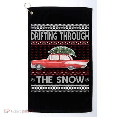 Drifting Through The Snow Ugly Christmas Sweater Golf Towel