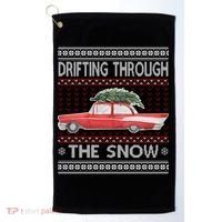 Drifting Through The Snow Ugly Christmas Sweater Golf Towel thumb 0