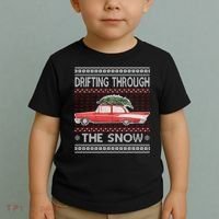 Drifting Through The Snow Ugly Christmas Sweater Toddler T-Shirt thumb 2