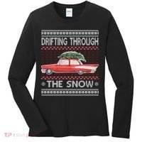 Drifting Through The Snow Ugly Christmas Sweater Women's Long Sleeve Shirt thumb 0