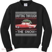 Drifting Through The Snow Ugly Christmas Sweater Kids Sweatshirt thumb 0