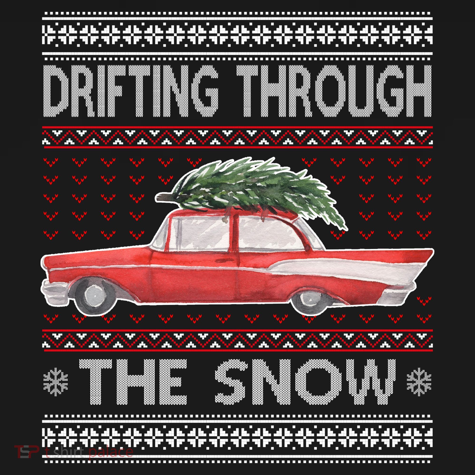Drifting Through The Snow Ugly Christmas Sweater Kids Sweatshirt