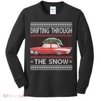 Drifting Through The Snow Ugly Christmas Sweater Kids Long Sleeve Shirt thumb 0