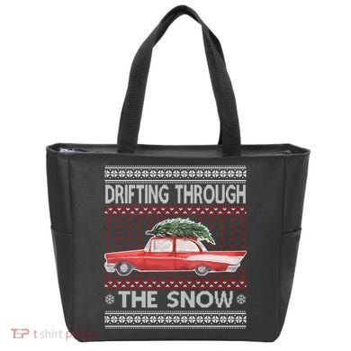 Drifting Through The Snow Ugly Christmas Sweater Tote Bag