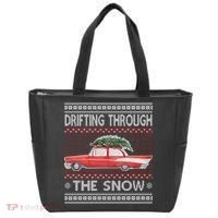 Drifting Through The Snow Ugly Christmas Sweater Tote Bag thumb 0