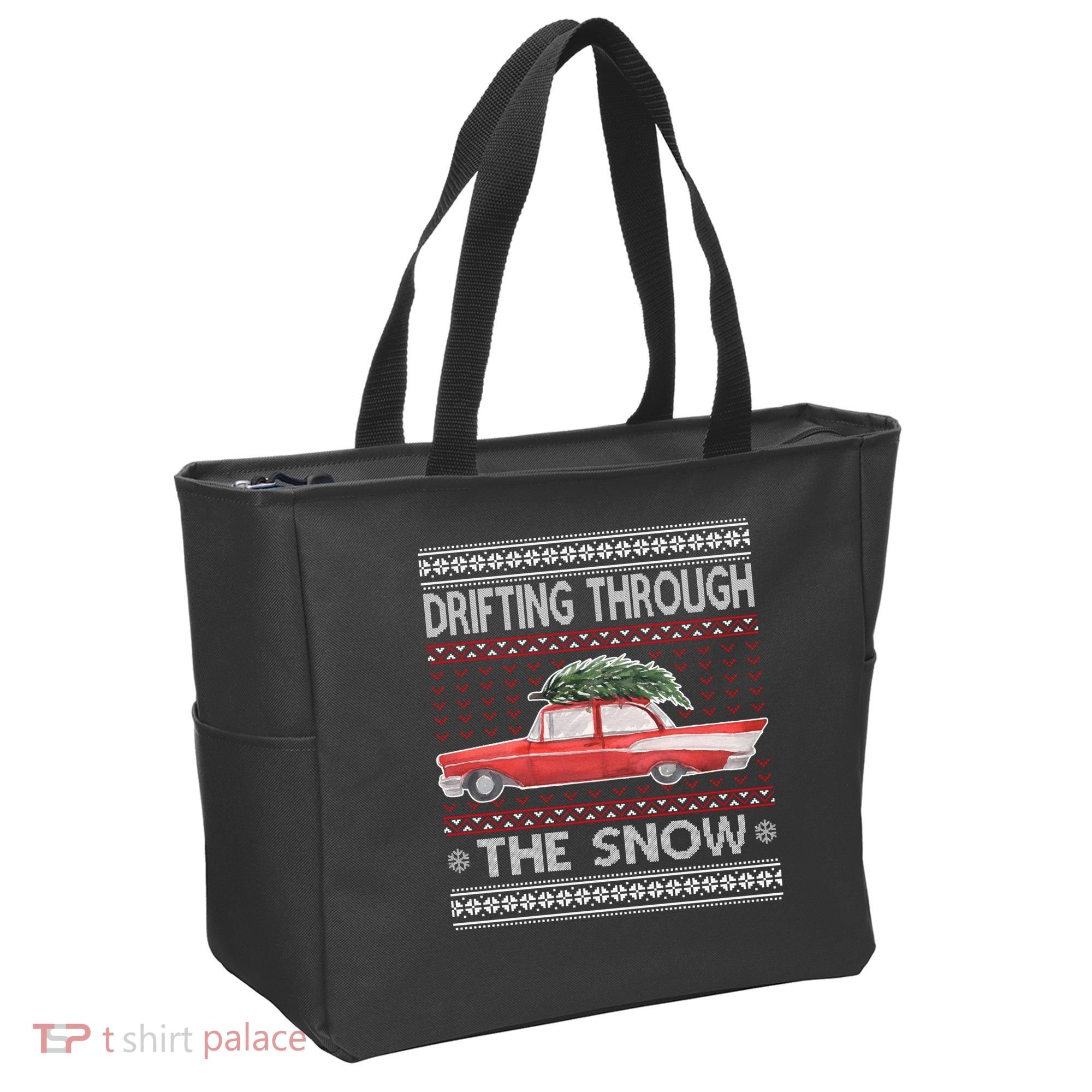 Drifting Through The Snow Ugly Christmas Sweater Tote Bag