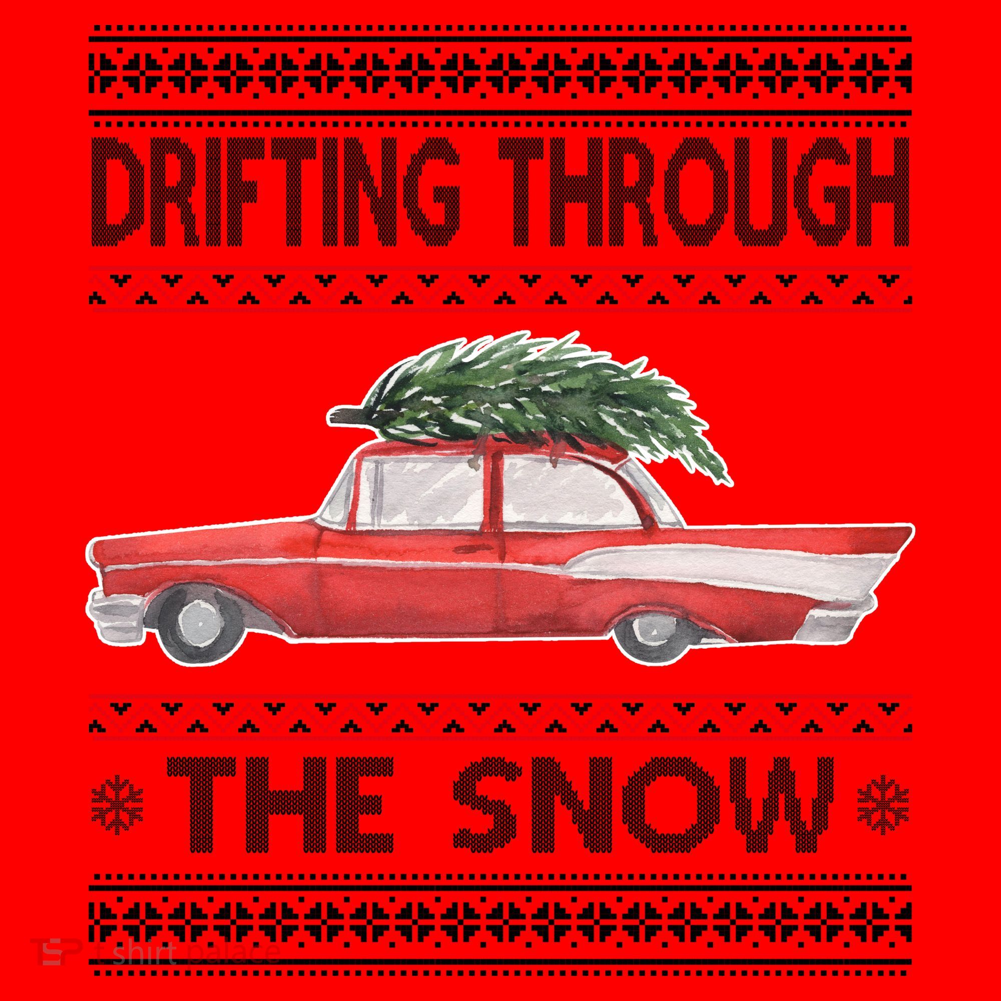 Drifting Through The Snow Ugly Christmas Sweater Santa Hat