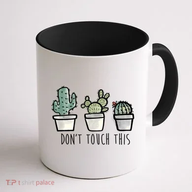 Don't Touch This Funny Cactus Coffee Mug back