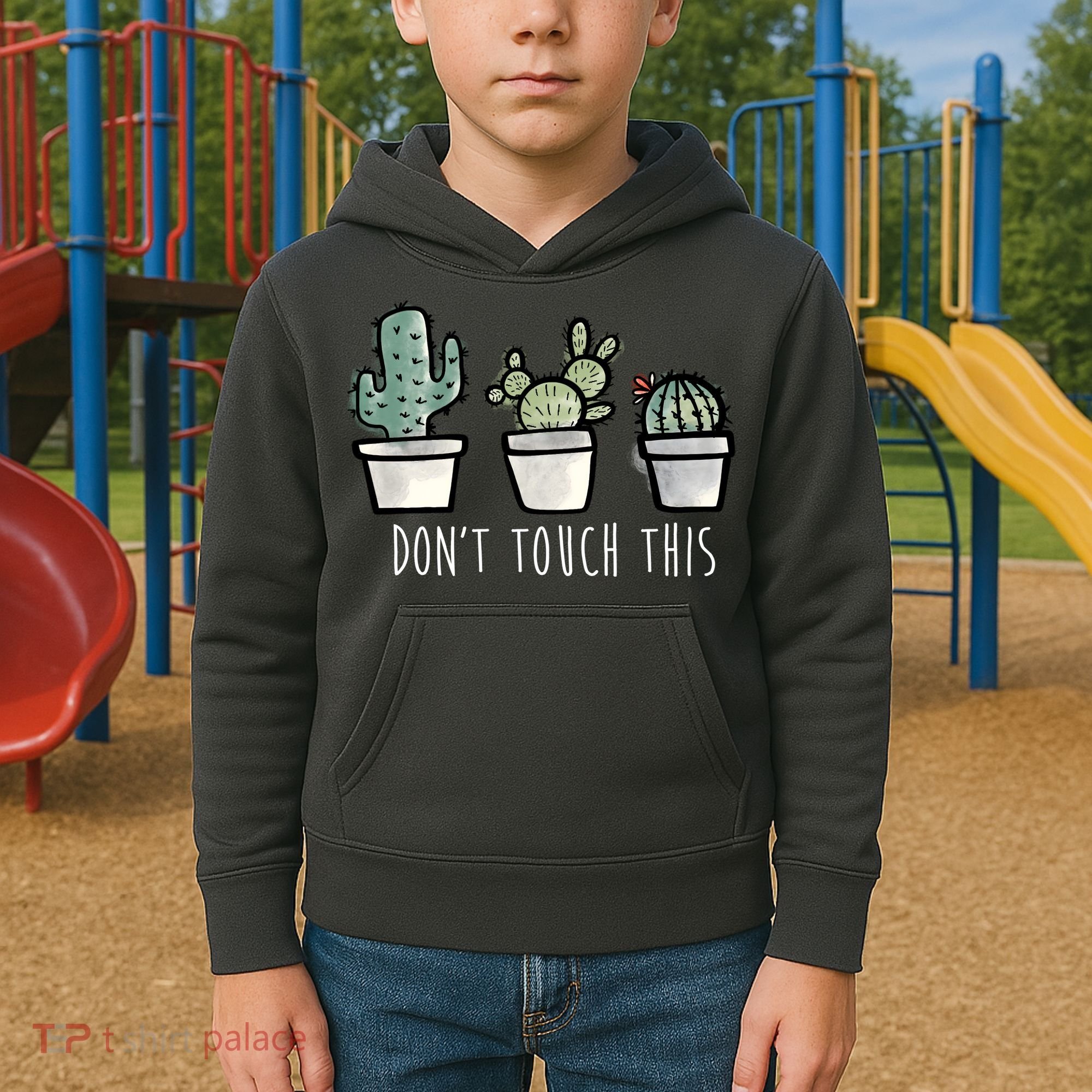 Don't Touch This Funny Cactus Kids Hoodie