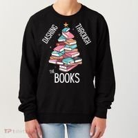 Dashing Through The Books Lover Christmas Tree Xmas Bookish Gift Women's Sweatshirt thumb 0