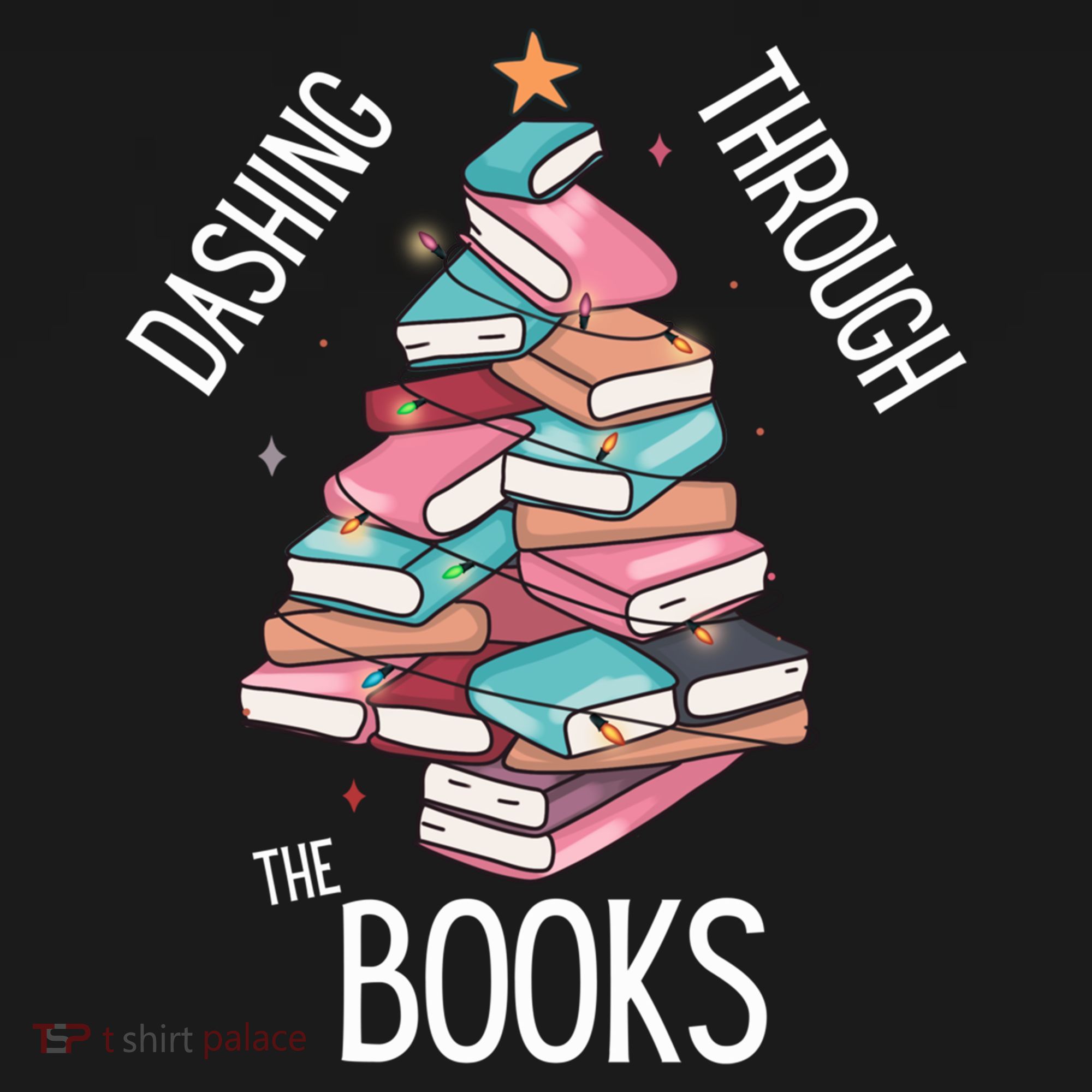 Dashing Through The Books Lover Christmas Tree Xmas Bookish Gift USA-Made Doggie Bandana