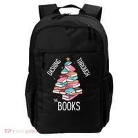 Dashing Through The Books Lover Christmas Tree Xmas Bookish Gift Backpack thumb 0