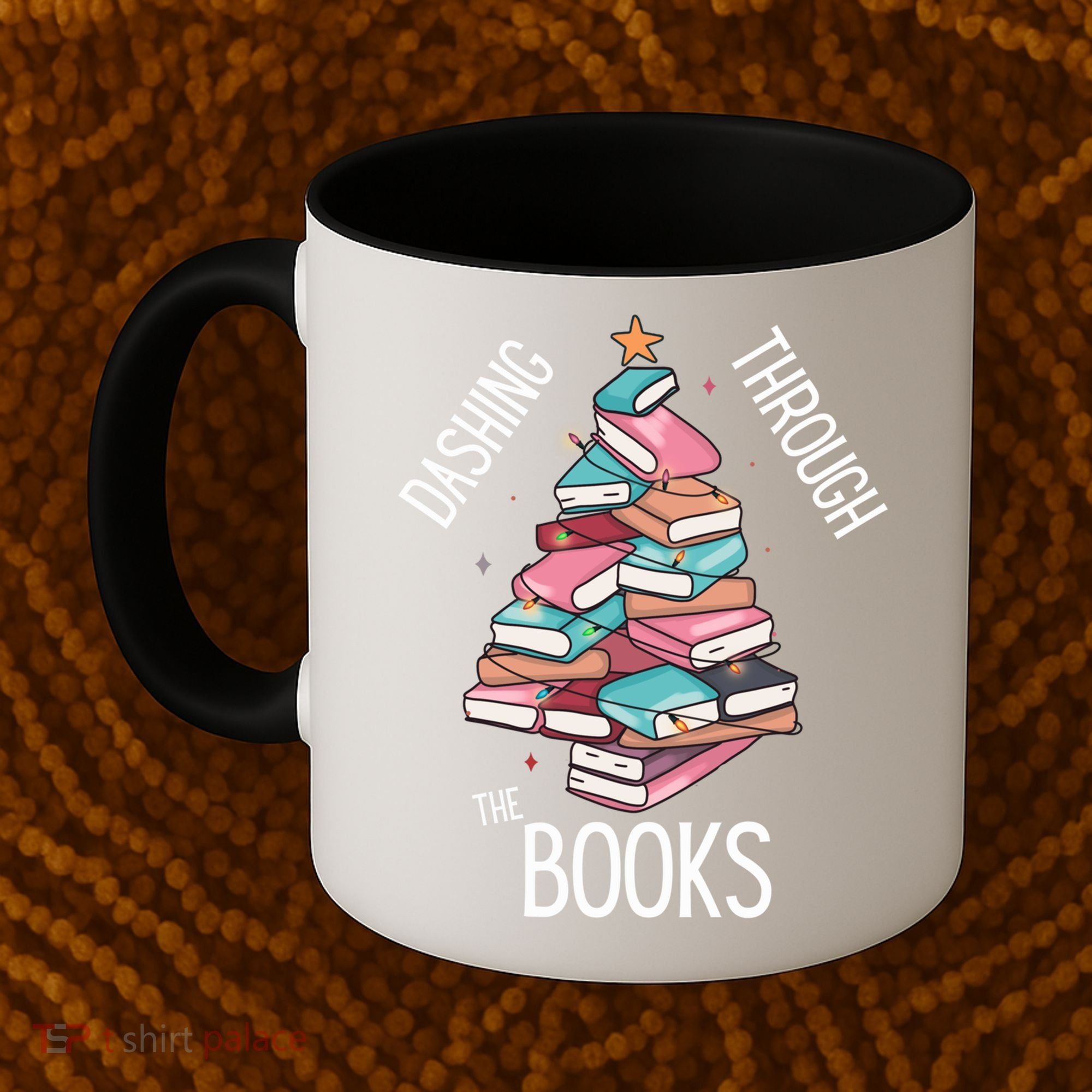 Dashing Through The Books Lover Christmas Tree Xmas Bookish Gift Coffee Mug