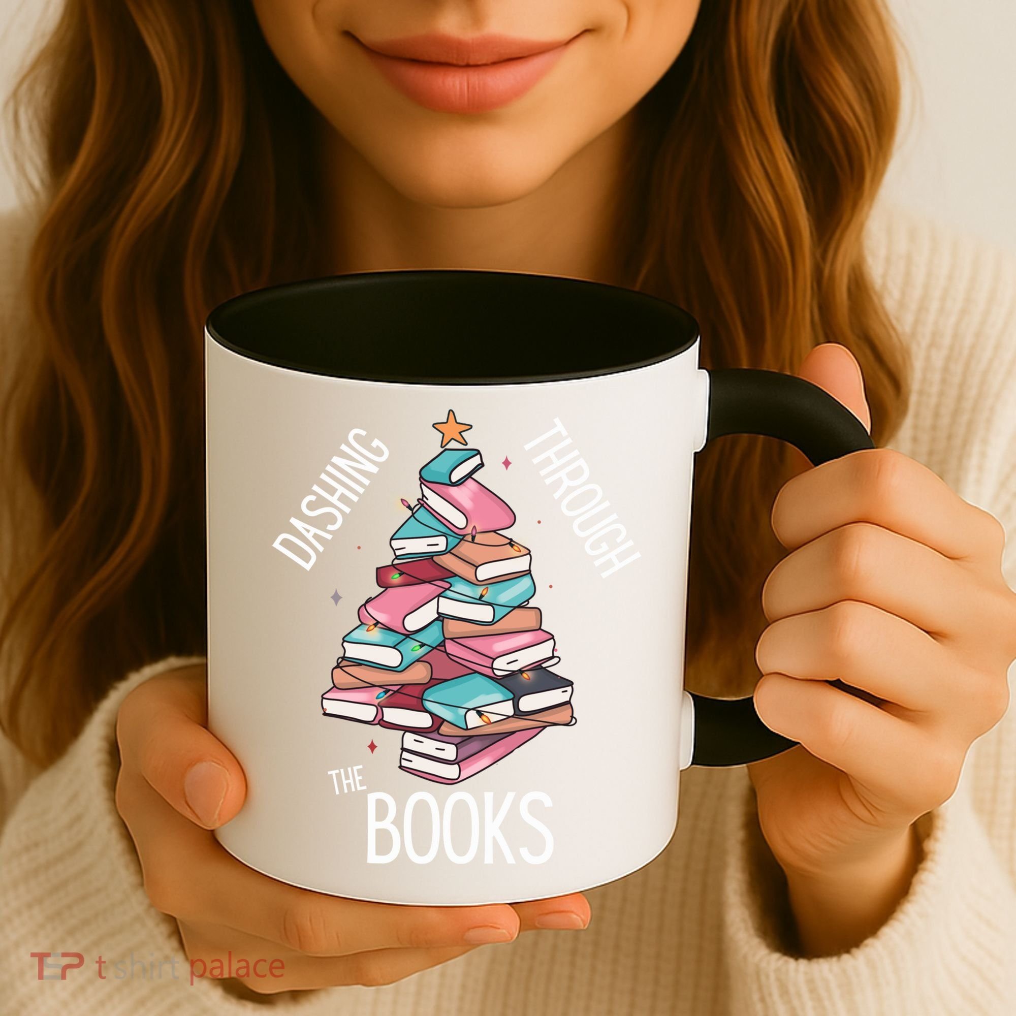 Dashing Through The Books Lover Christmas Tree Xmas Bookish Gift Coffee Mug