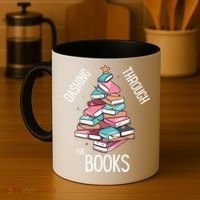 Dashing Through The Books Lover Christmas Tree Xmas Bookish Gift Coffee Mug thumb 4