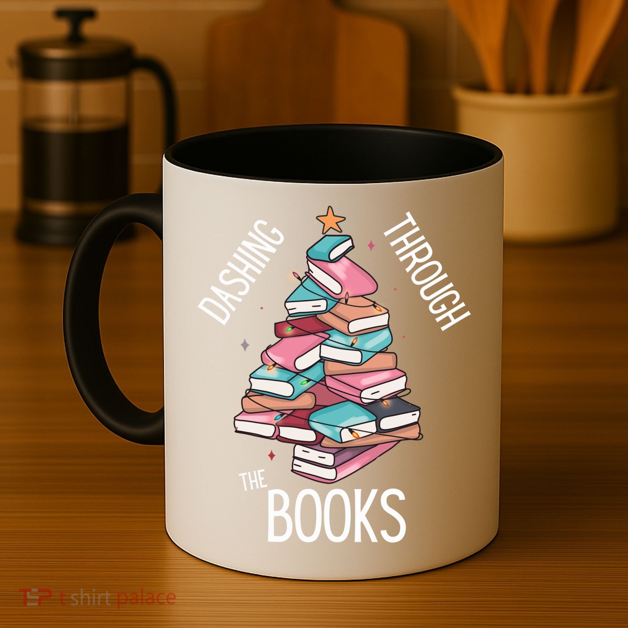 Dashing Through The Books Lover Christmas Tree Xmas Bookish Gift Coffee Mug