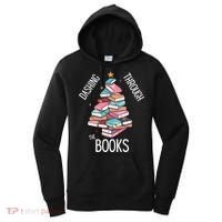 Dashing Through The Books Lover Christmas Tree Xmas Bookish Gift Women's Hoodie thumb 0