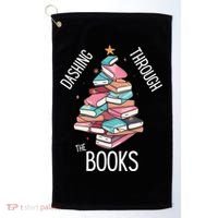 Dashing Through The Books Lover Christmas Tree Xmas Bookish Gift Golf Towel thumb 0