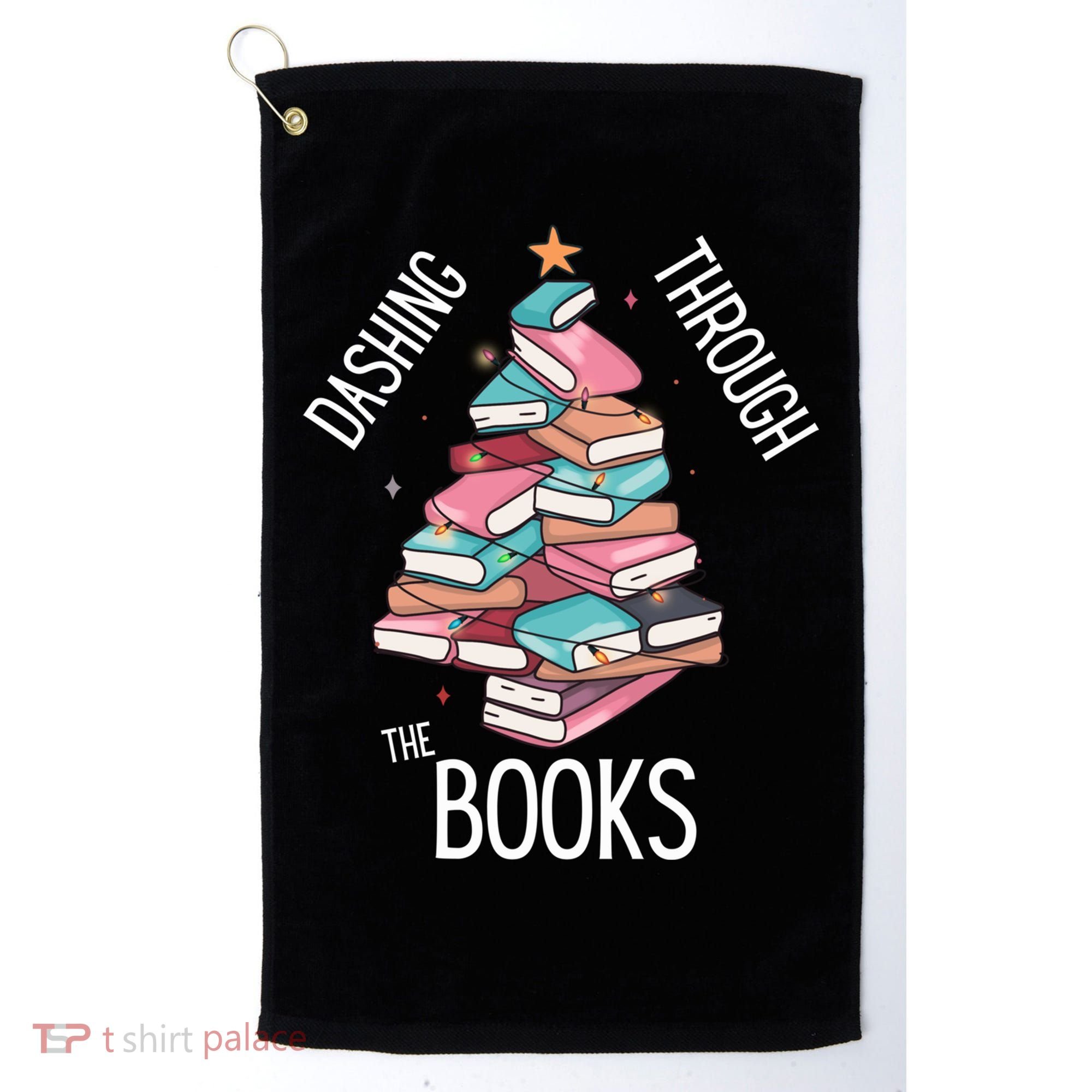 Dashing Through The Books Lover Christmas Tree Xmas Bookish Gift Golf Towel