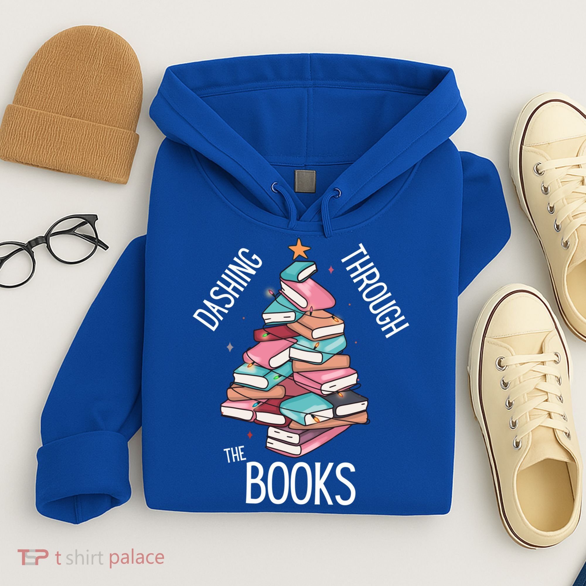 Dashing Through The Books Lover Christmas Tree Xmas Bookish Gift Hoodie