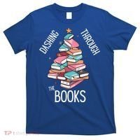 Dashing Through The Books Lover Christmas Tree Xmas Bookish Gift T-Shirt thumb 0