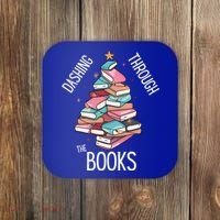 Dashing Through The Books Lover Christmas Tree Xmas Bookish Gift Coaster thumb 0