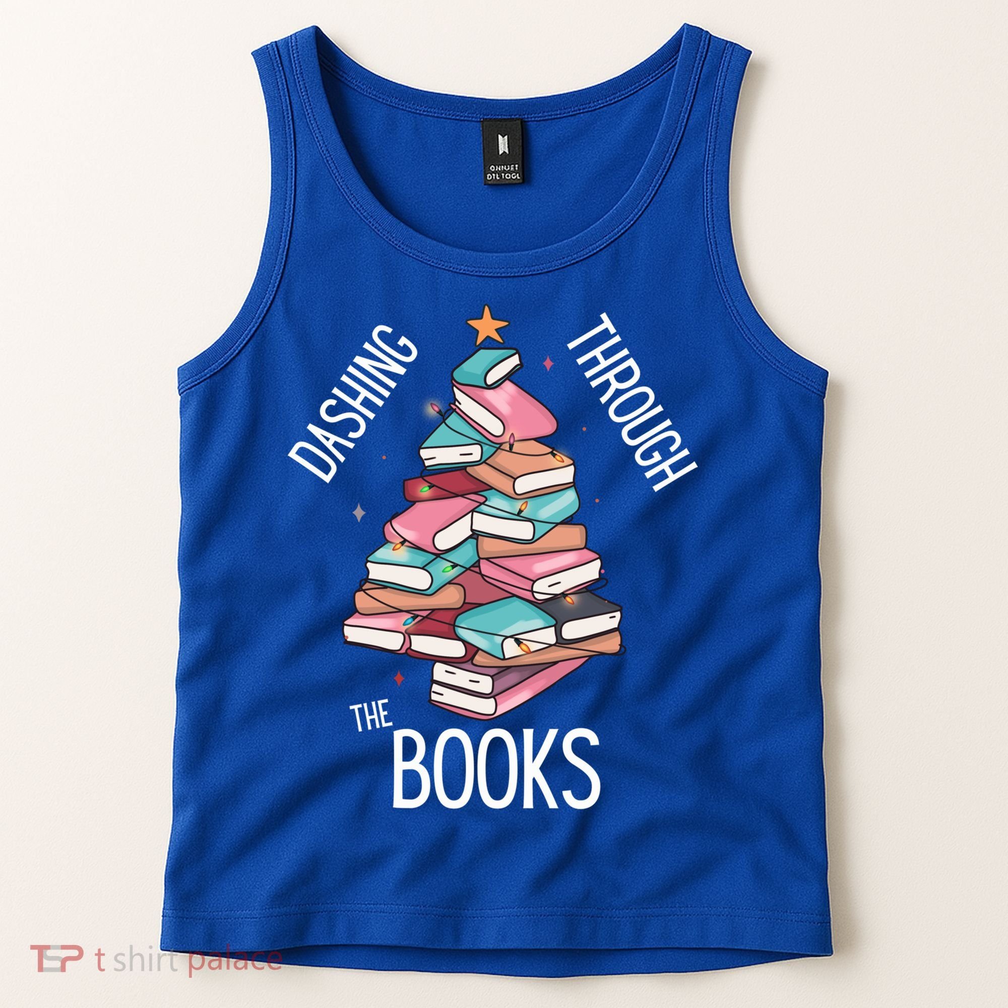 Dashing Through The Books Lover Christmas Tree Xmas Bookish Gift Tank Top