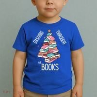Dashing Through The Books Lover Christmas Tree Xmas Bookish Gift Toddler T-Shirt thumb 2