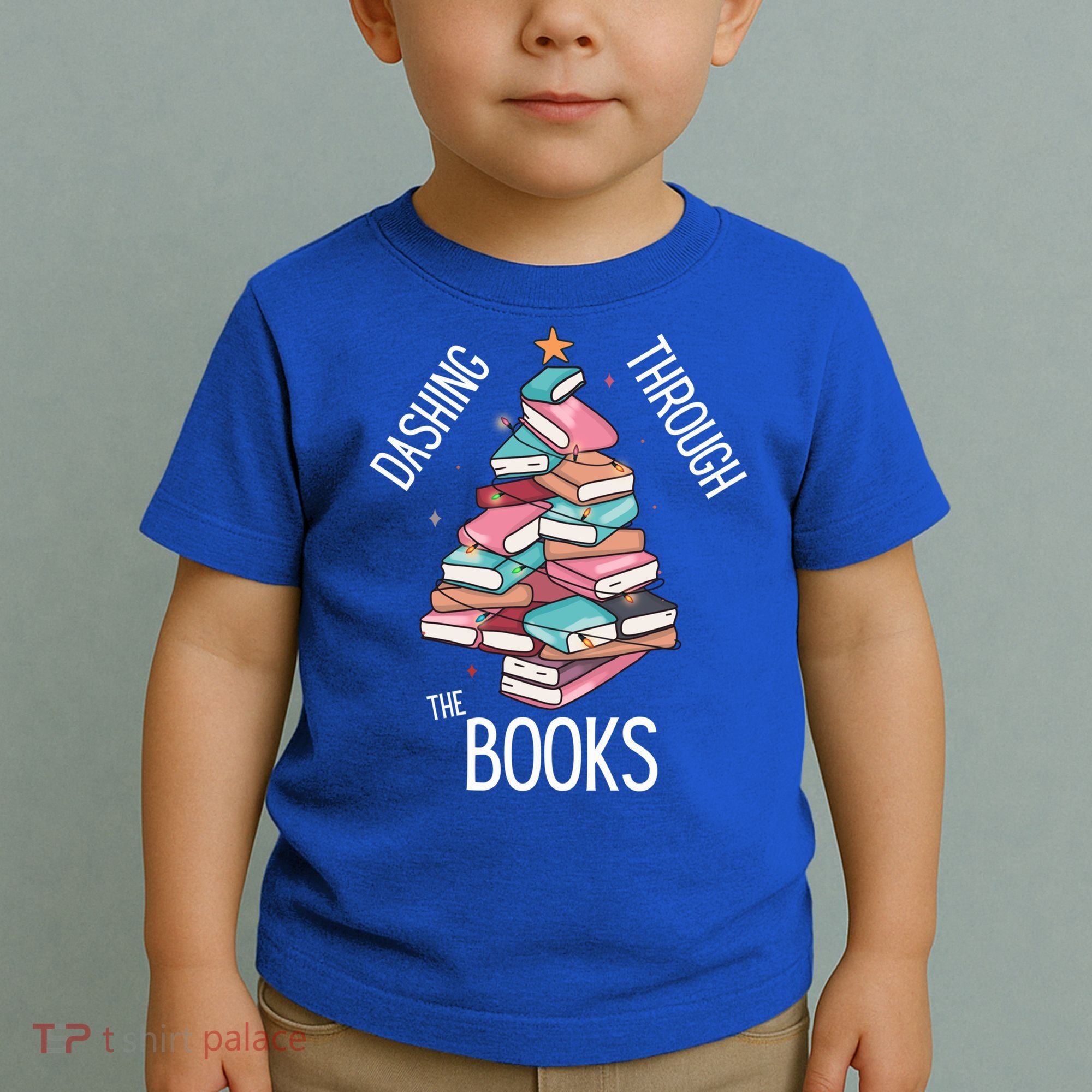 Dashing Through The Books Lover Christmas Tree Xmas Bookish Gift Toddler T-Shirt