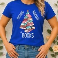 Dashing Through The Books Lover Christmas Tree Xmas Bookish Gift Women's T-Shirt thumb 2