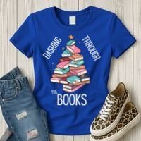 Dashing Through The Books Lover Christmas Tree Xmas Bookish Gift Women's T-Shirt thumb 3