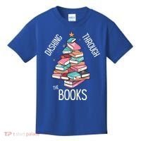 Dashing Through The Books Lover Christmas Tree Xmas Bookish Gift Kids T-Shirt thumb 0