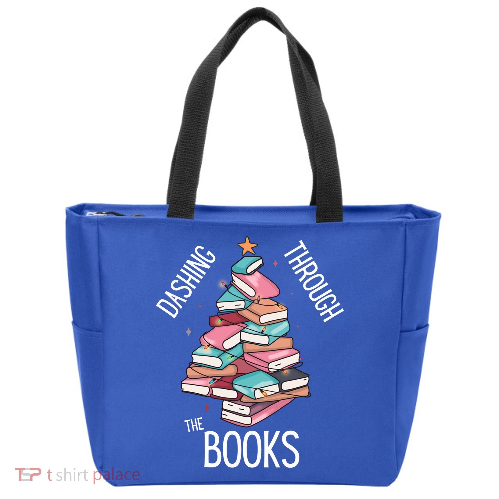 Dashing Through The Books Lover Christmas Tree Xmas Bookish Gift Tote Bag
