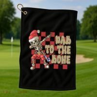 Dab To The Bone Funny Halloween Skeleton Golf Towel thumb 1