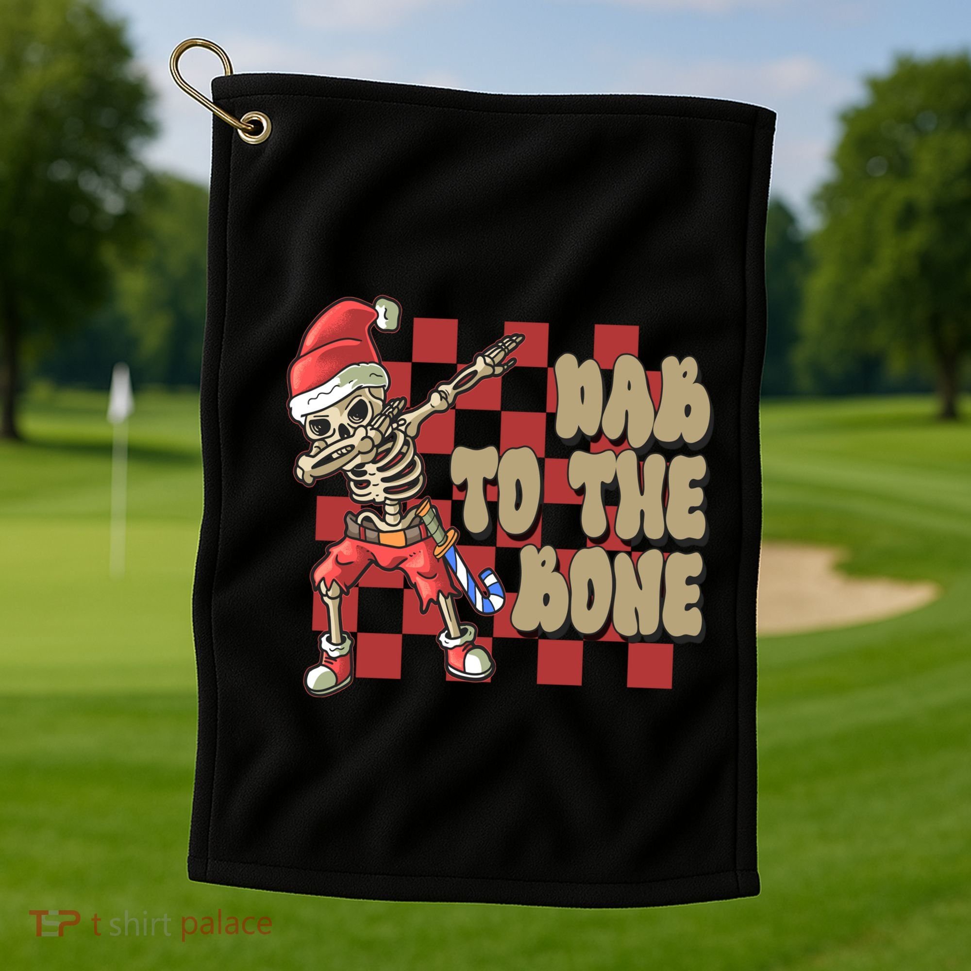 Dab To The Bone Funny Halloween Skeleton Golf Towel