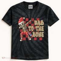 Dab To The Bone Funny Halloween Skeleton Kids Tie-Dye T-Shirt thumb 0