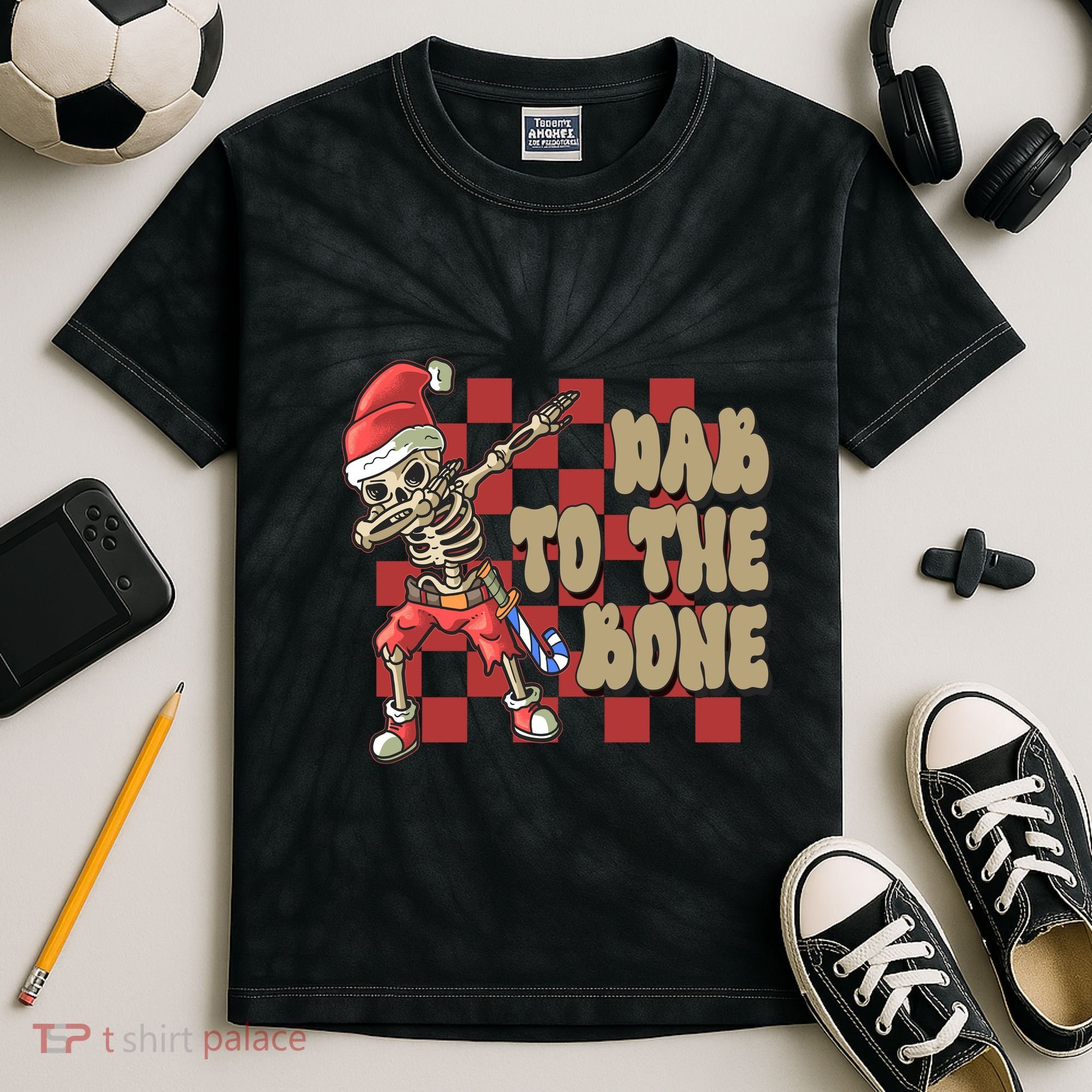 Dab To The Bone Funny Halloween Skeleton Kids Tie-Dye T-Shirt