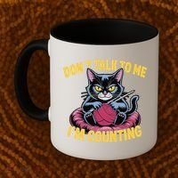 Dont Talk To Me Im Counting Knitting Cat Funny Cat Knits Coffee Mug thumb 2