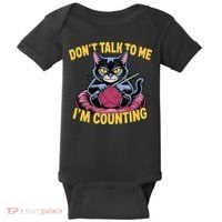 Dont Talk To Me Im Counting Knitting Cat Funny Cat Knits Baby Bodysuit thumb 0