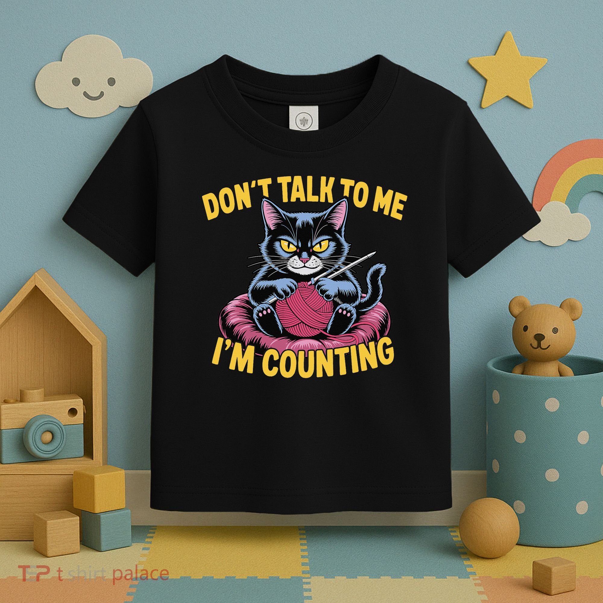 Dont Talk To Me Im Counting Knitting Cat Funny Cat Knits Toddler T-Shirt