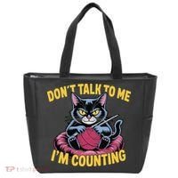 Dont Talk To Me Im Counting Knitting Cat Funny Cat Knits Tote Bag thumb 0