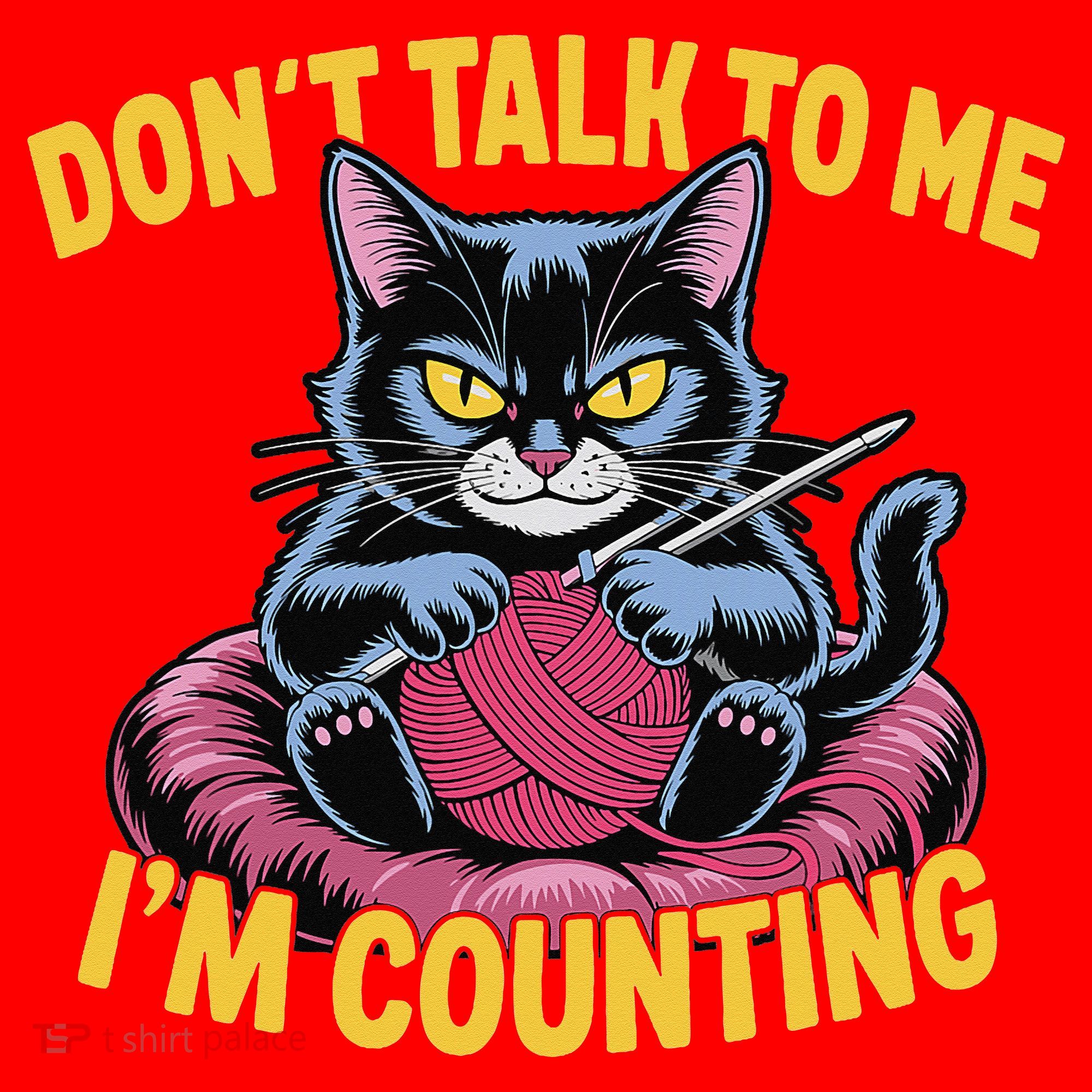 Dont Talk To Me Im Counting Knitting Cat Funny Cat Knits Santa Hat