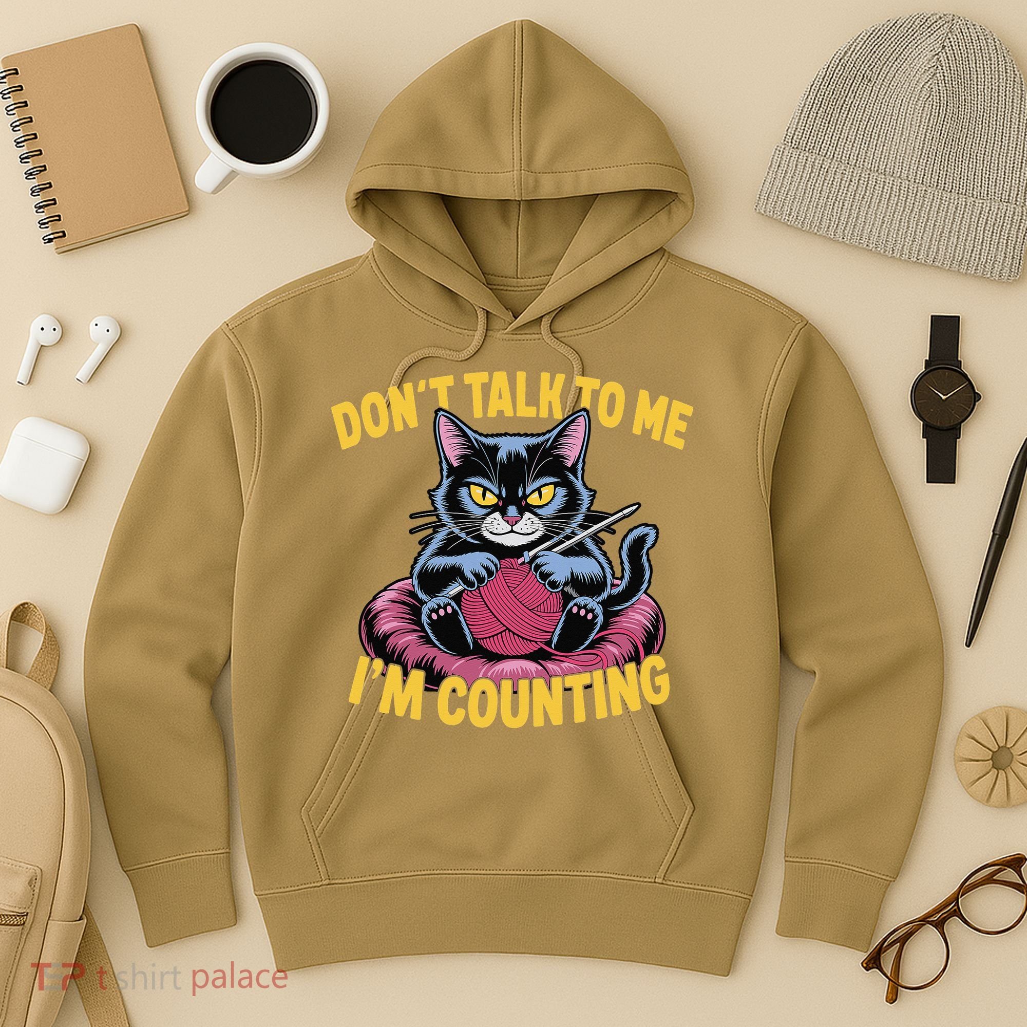 Dont Talk To Me Im Counting Knitting Cat Funny Cat Knits Hoodie