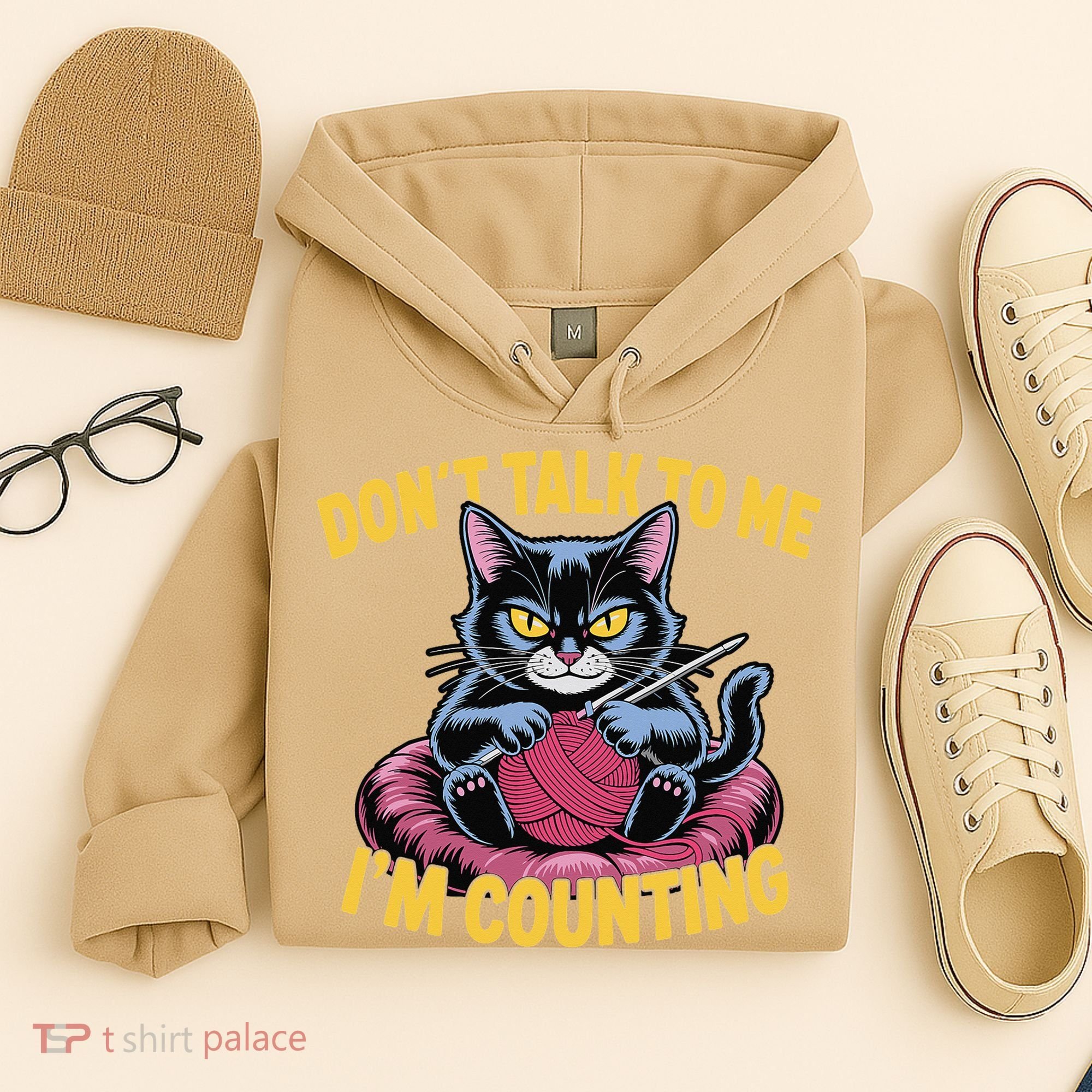 Dont Talk To Me Im Counting Knitting Cat Funny Cat Knits Hoodie