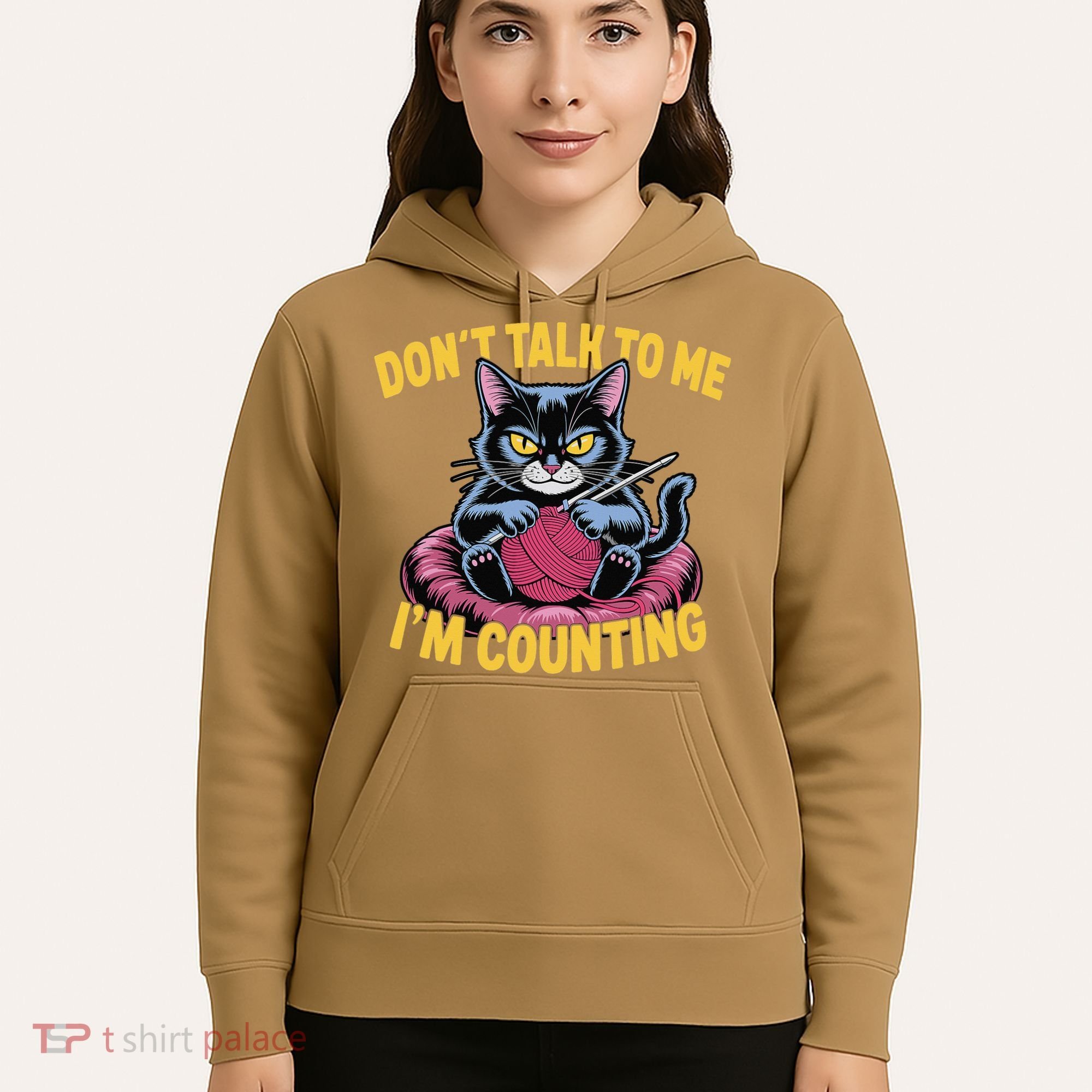 Dont Talk To Me Im Counting Knitting Cat Funny Cat Knits Hoodie
