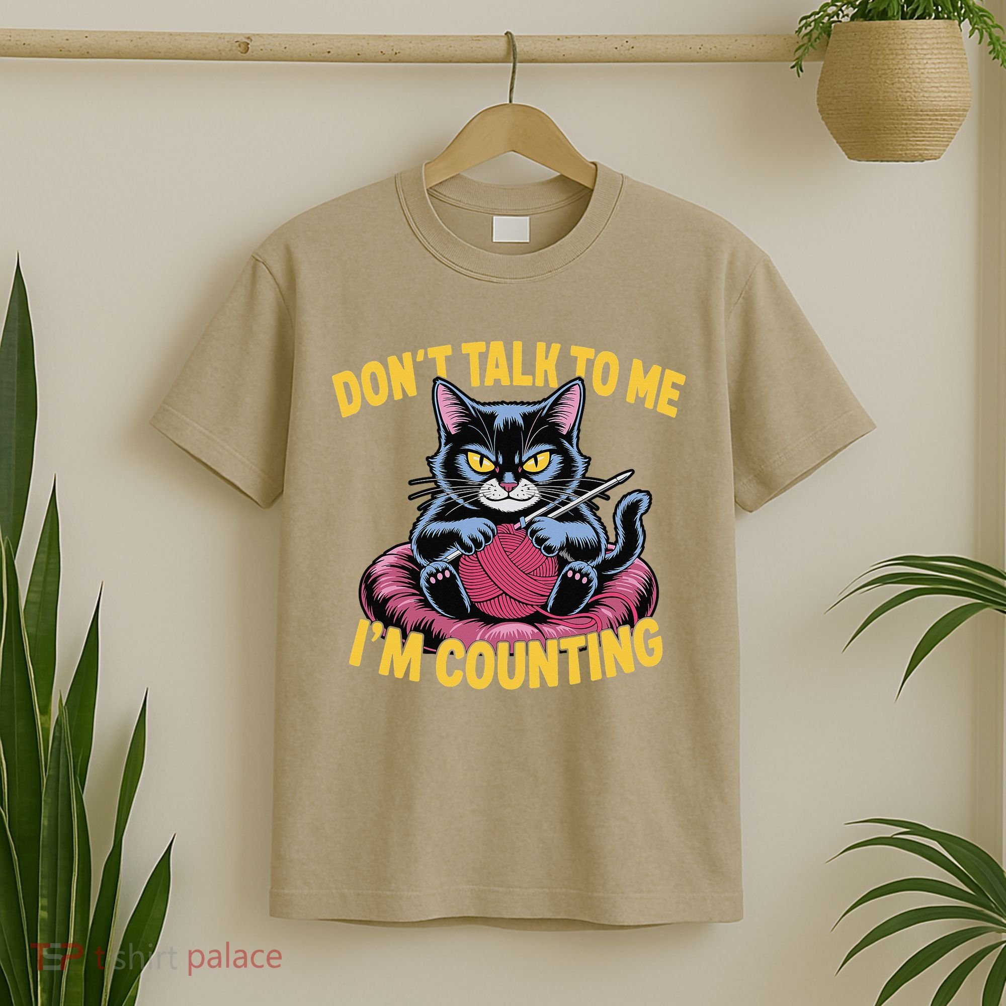 Dont Talk To Me Im Counting Knitting Cat Funny Cat Knits T-Shirt