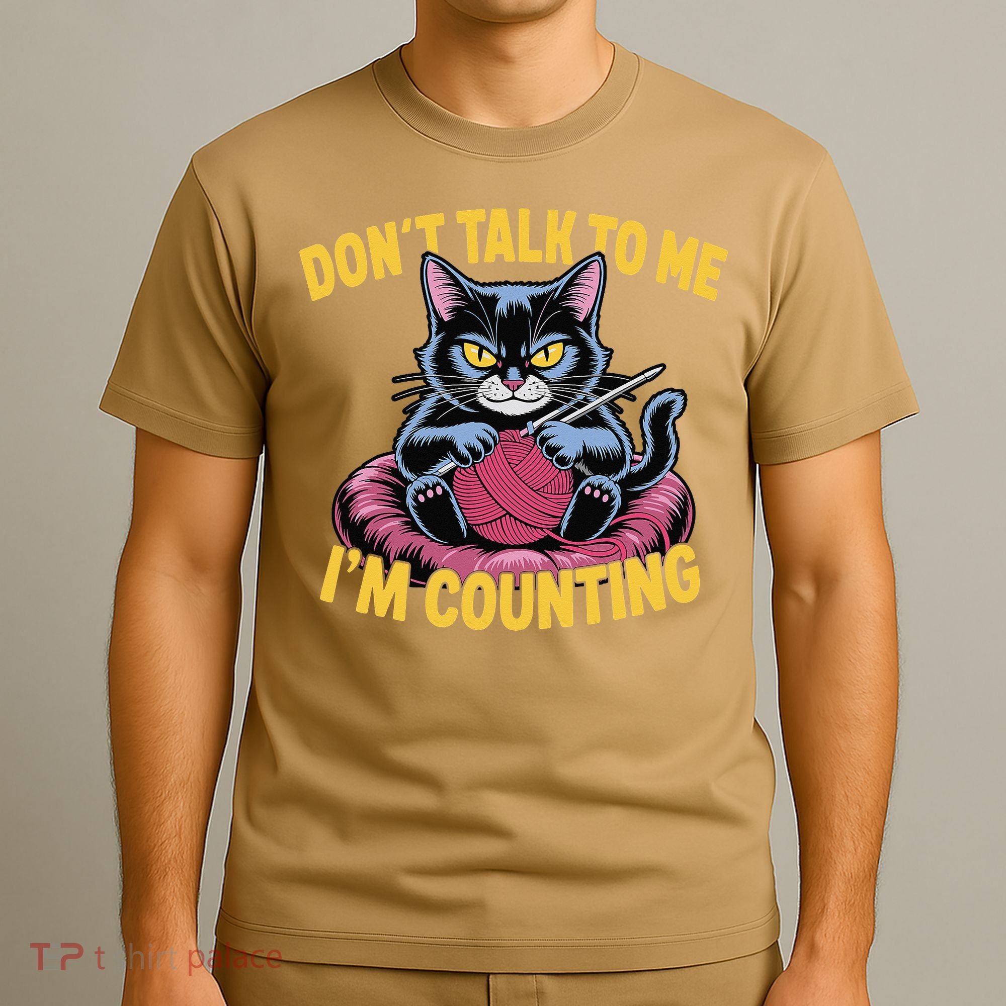 Dont Talk To Me Im Counting Knitting Cat Funny Cat Knits T-Shirt