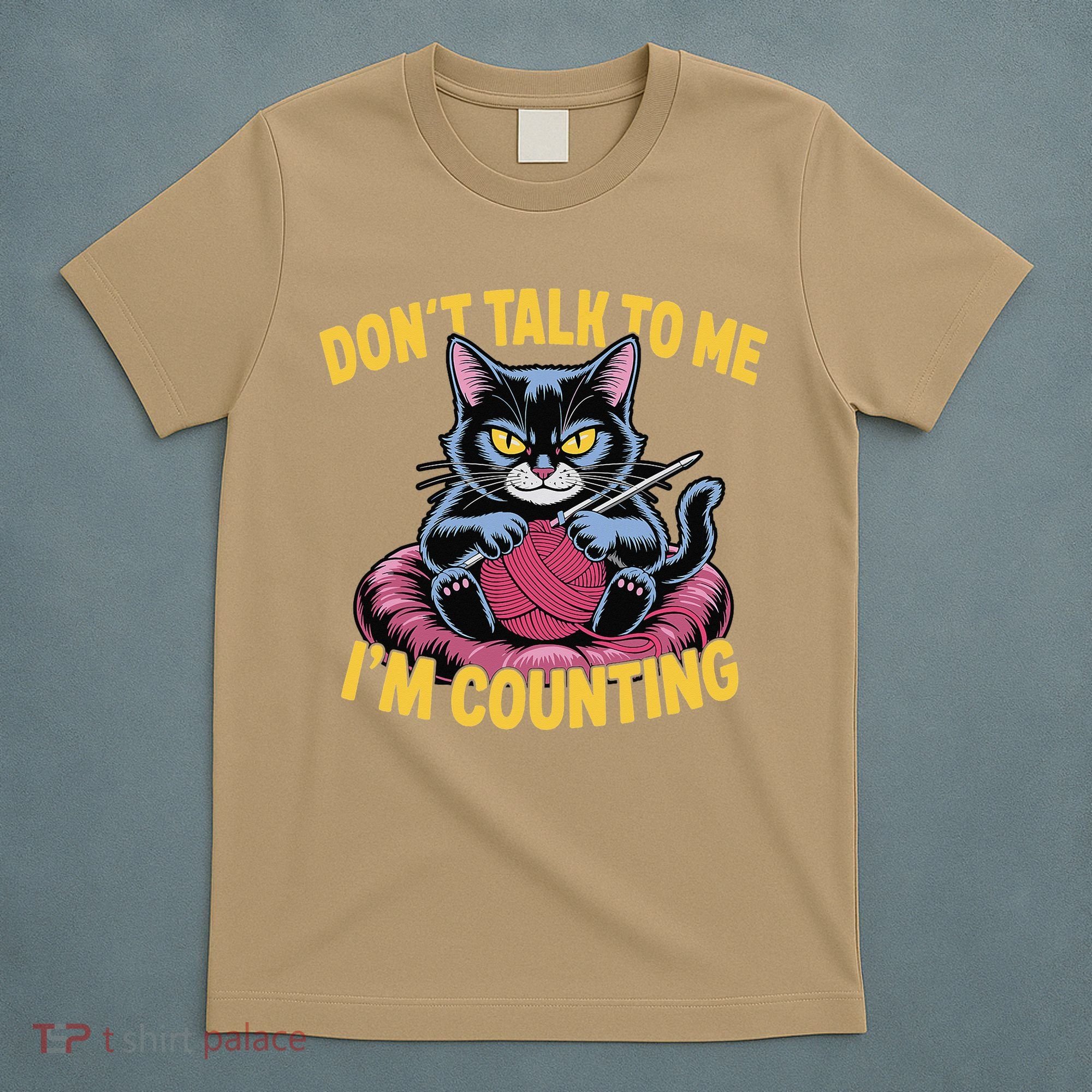 Dont Talk To Me Im Counting Knitting Cat Funny Cat Knits T-Shirt