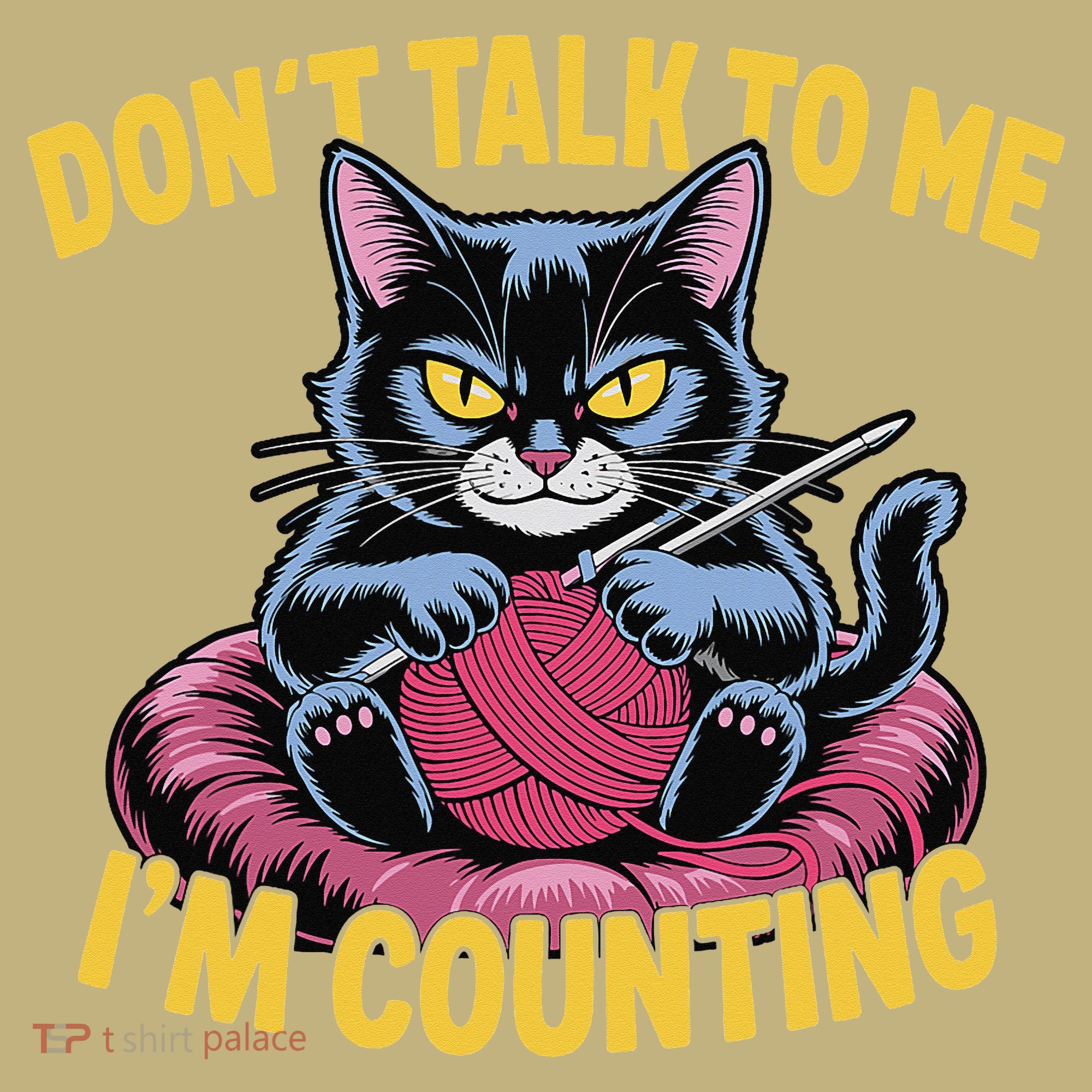 Dont Talk To Me Im Counting Knitting Cat Funny Cat Knits Mousepad